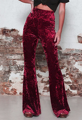 Bas uni basique droit taille haute jambe large couleur unie